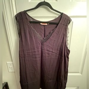 Black, sheer tank top with lace